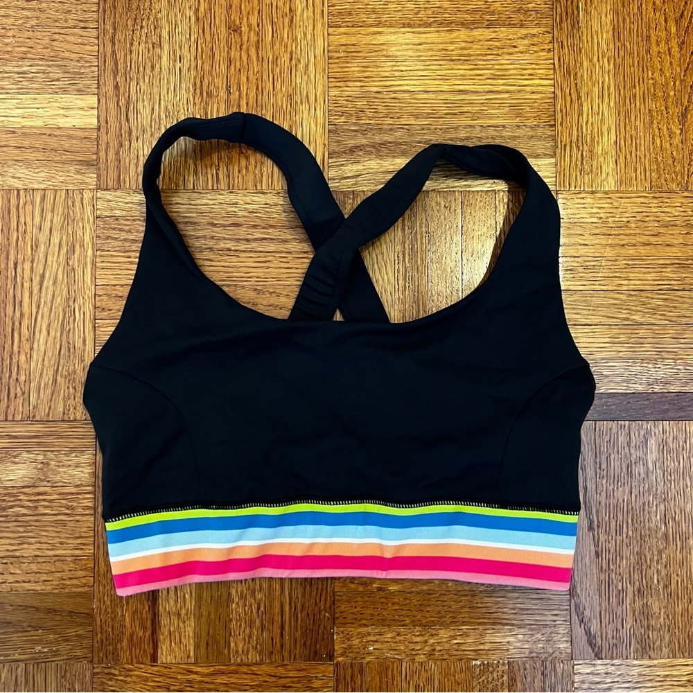 🦄IVL Collective Black Sports Bra with Rainbow Stripes